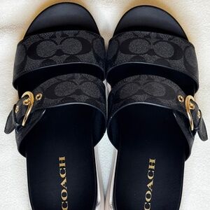 Coach Allanah Sandal in Signature Canvas-Black